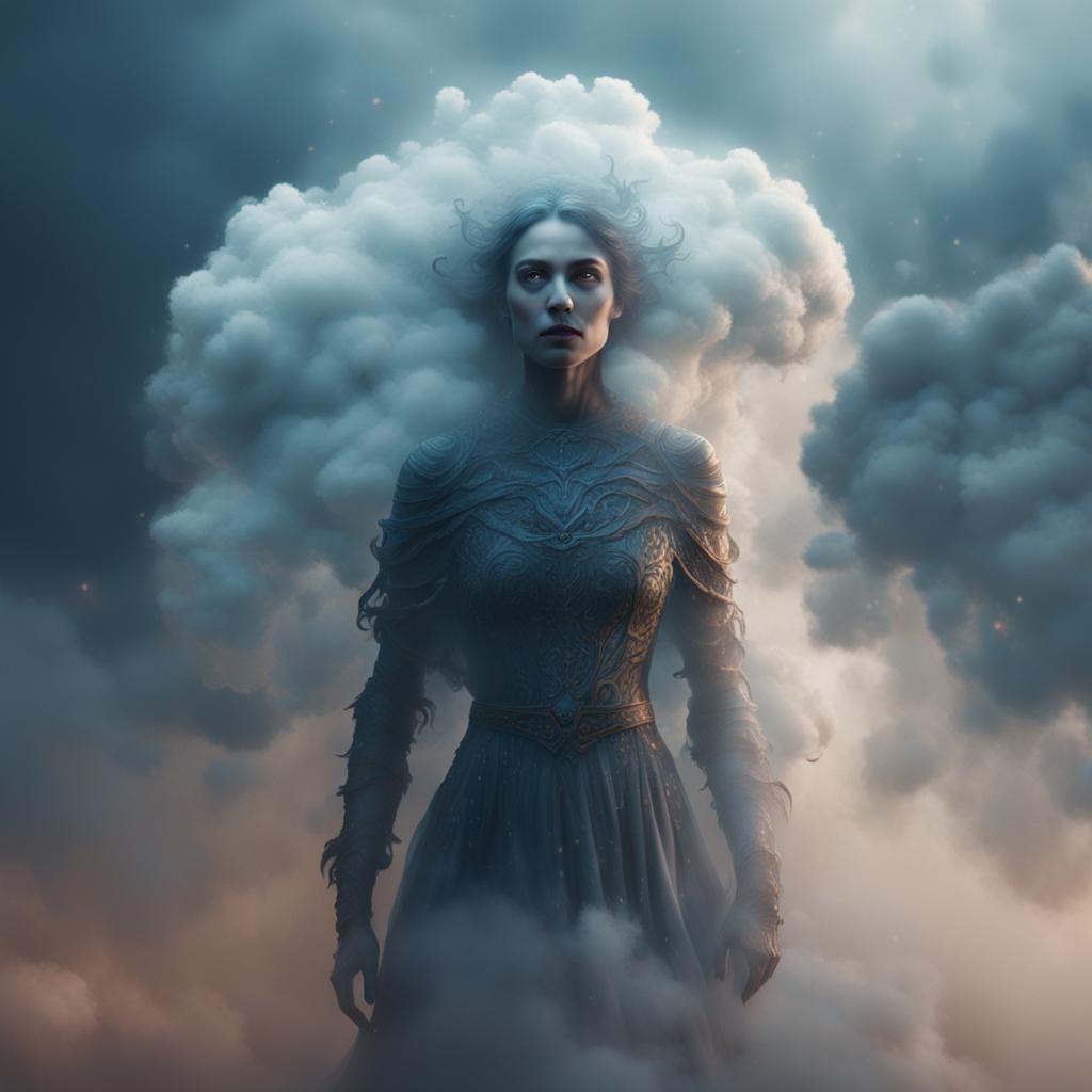 Cloud Woman Emerges from Dense Fog