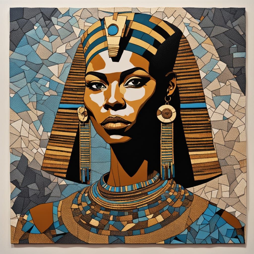 Ancient Egyptian Queen in Modern Mosaic Art