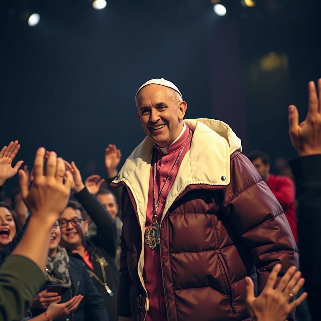 Pope Francis Shines at Hip-Hop Concert in Stylish Puffer Jac...