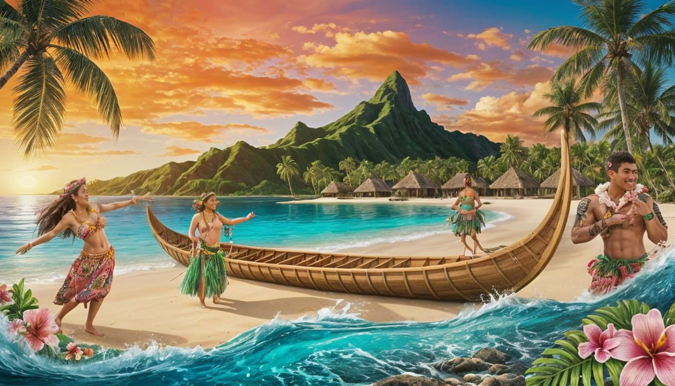 Golden Sunset on Polynesian Beach with Hula Dance