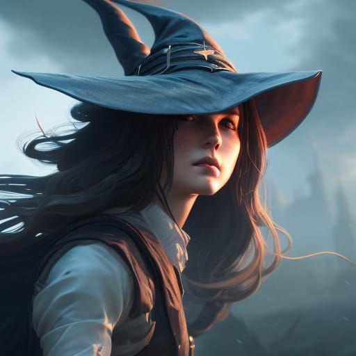 Cute Freckled Witch Girl: Dark Fantasy Concept Art