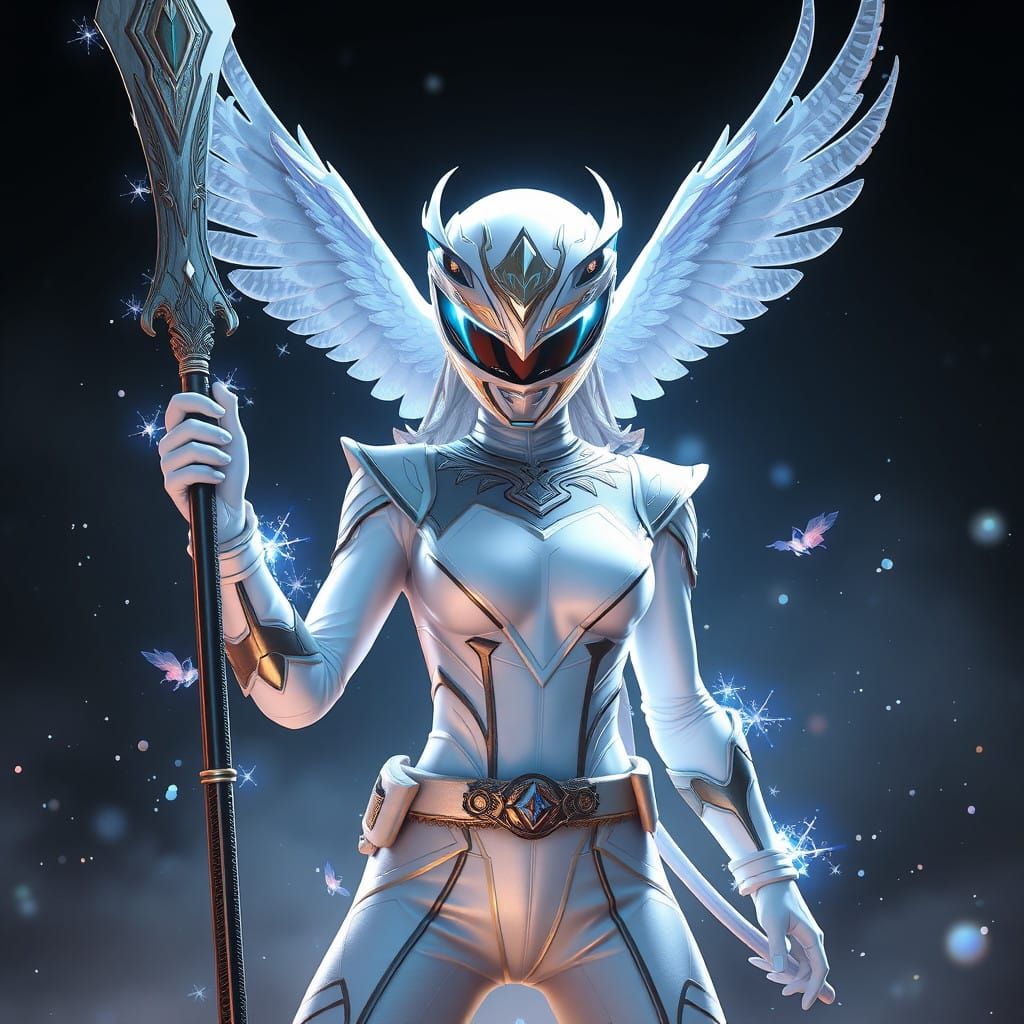Powerful White Ranger with Holy and Owl Elements