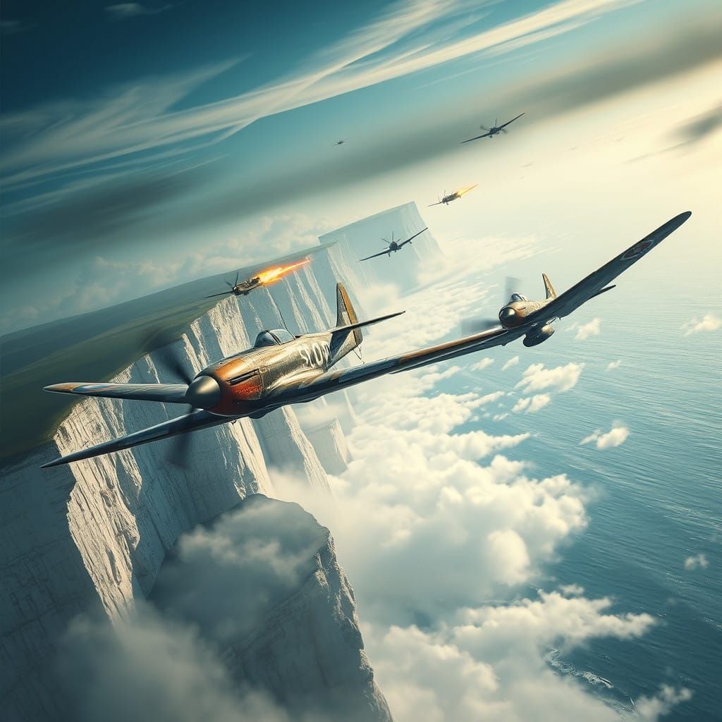 WWII Dogfight Over the White Cliffs of Dover in Epic Matte P...