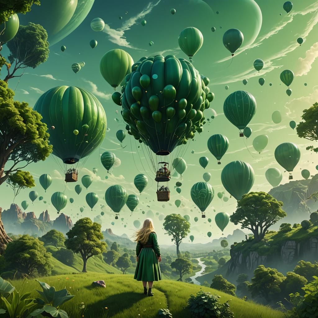 Lush Green Landscape with Fantasy Elements