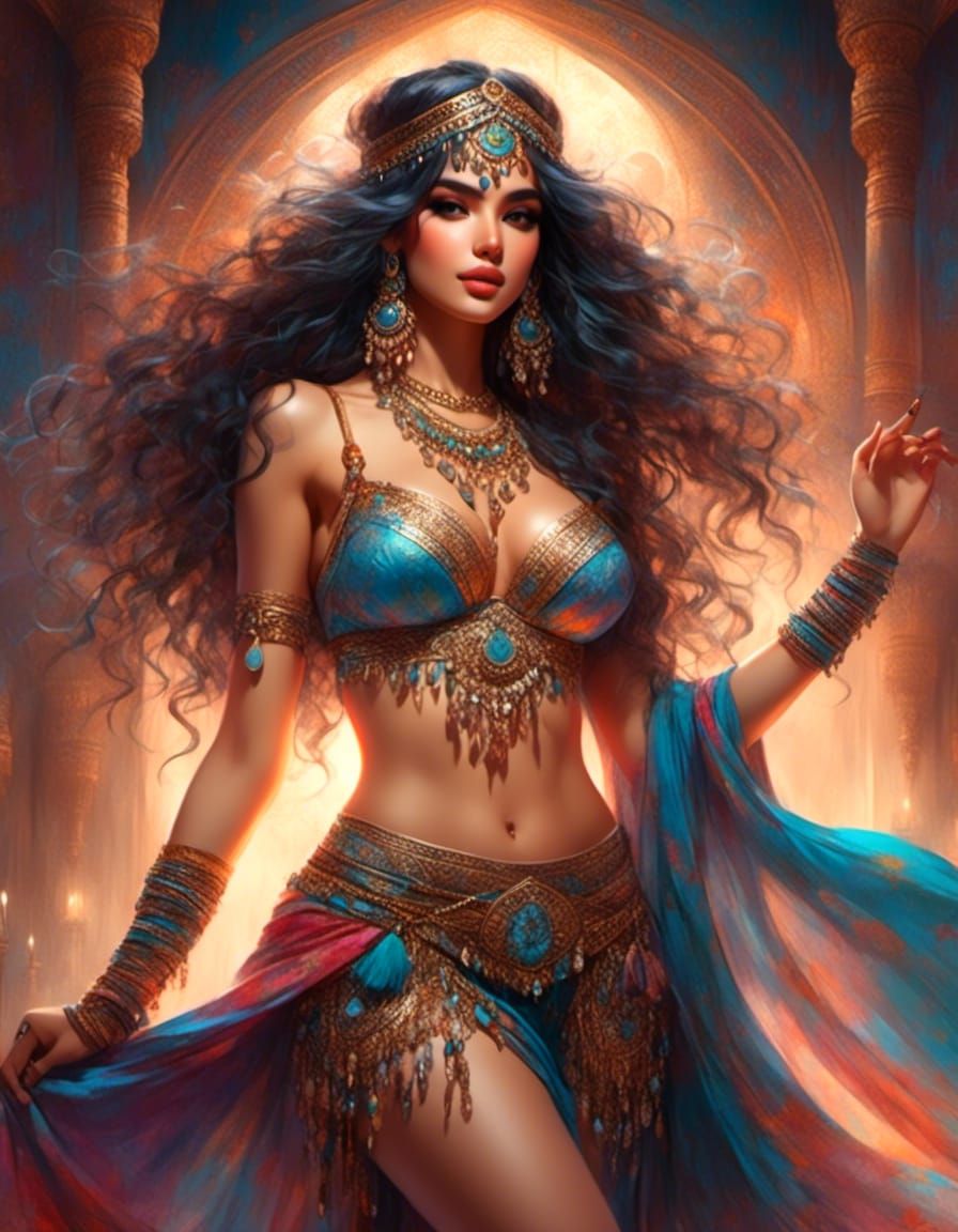 Anime Belly Dancer Sketch Portrait