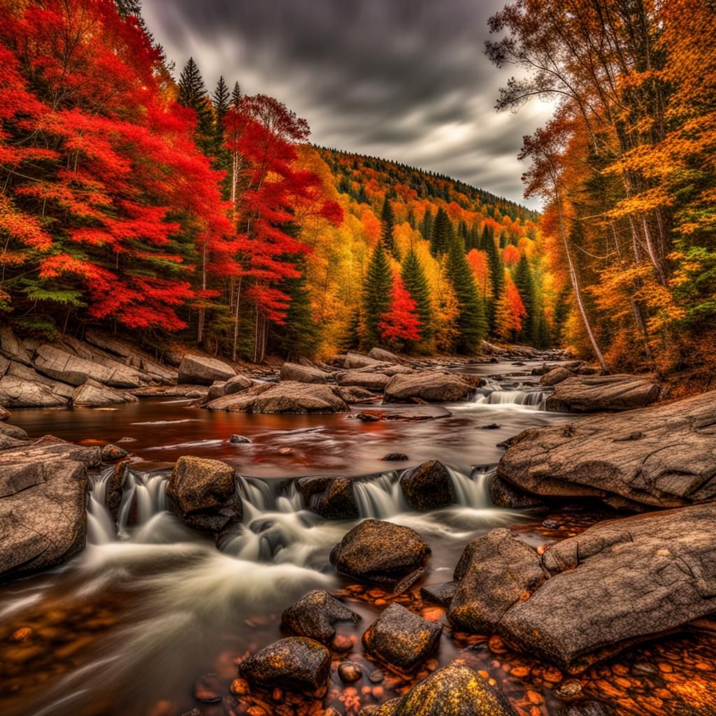 Beautifully Shot Hyperrealistic Vermont Autumn Landscape
