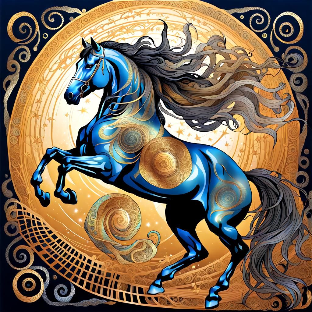 Equestrian Horse Jump in Zentangle Astral Art