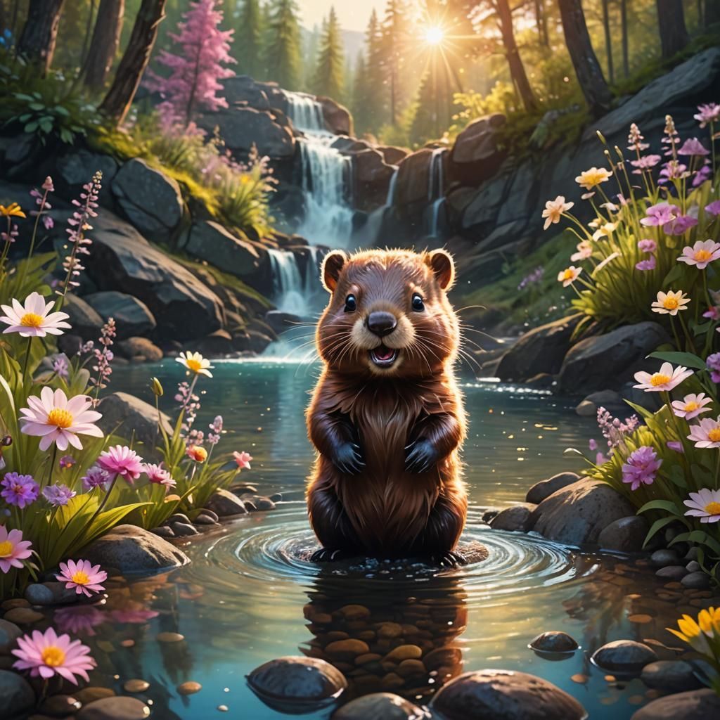 Enchanted Lake: A Baby Beaver's Pastel Paradise