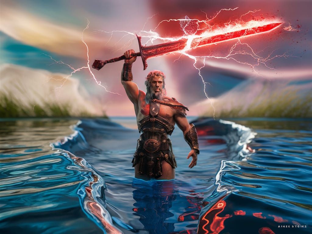 Hercules with Flaming Sword in Watery Rift