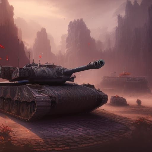 Detailed Tank Matte Painting in Deep Color