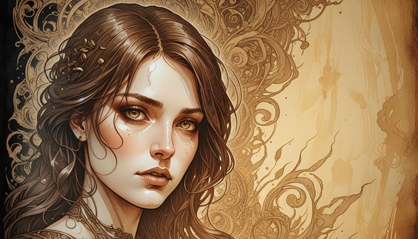 Goth Girl Illuminated in Warm Golden Light