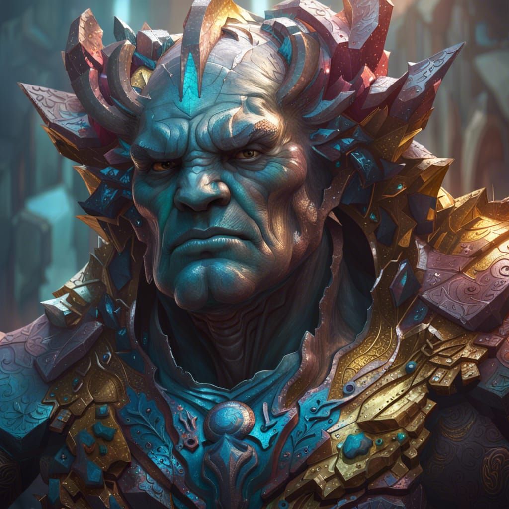 Golem Portrait in Hyperdetailed Digital Art Style