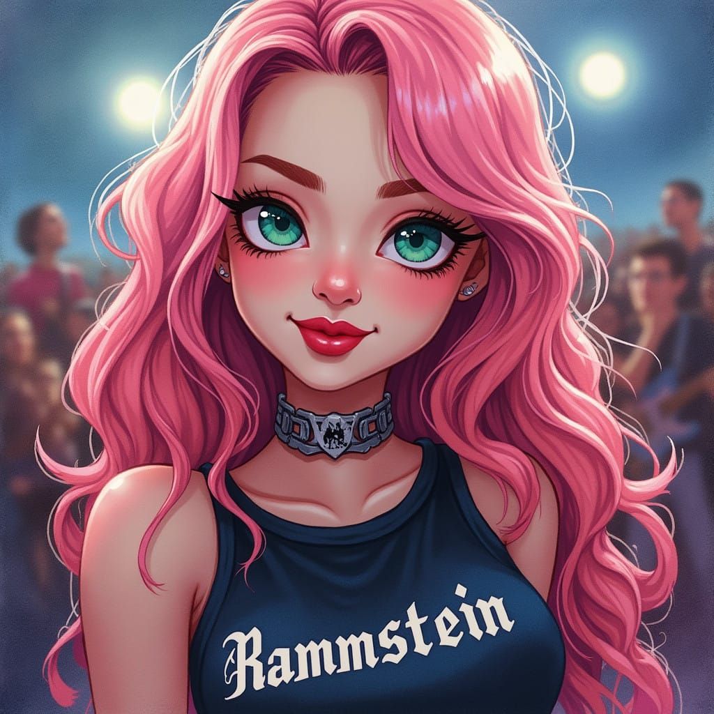 Vibrant Rocker Girl in Pastel Colors