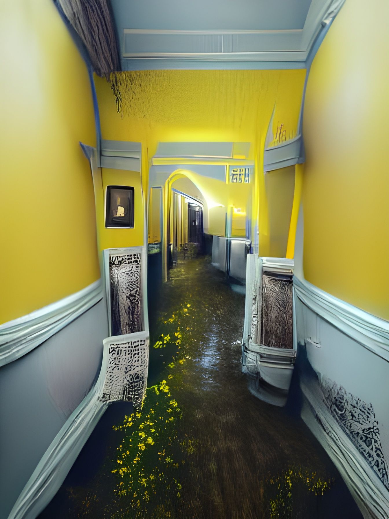 Flooded Victorian Hallway in Eerie 3D