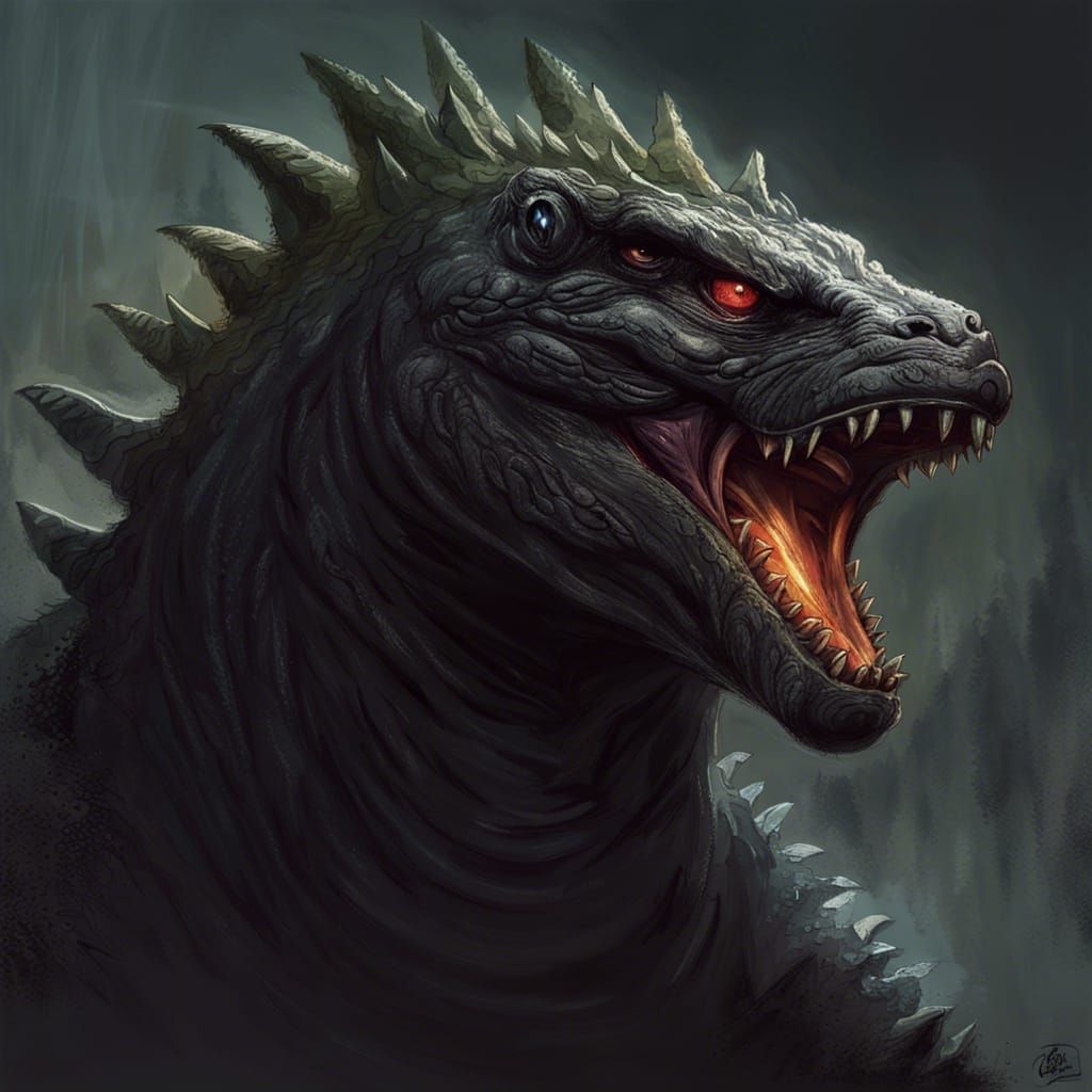 Sinister Extraterrestrial Godzilla, Dark Fantasy Art