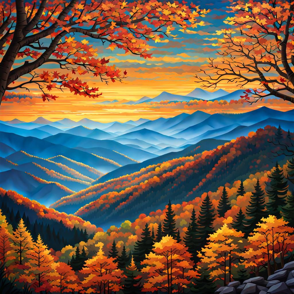 Great Smoky Mountains National Park Mosaic Illustration