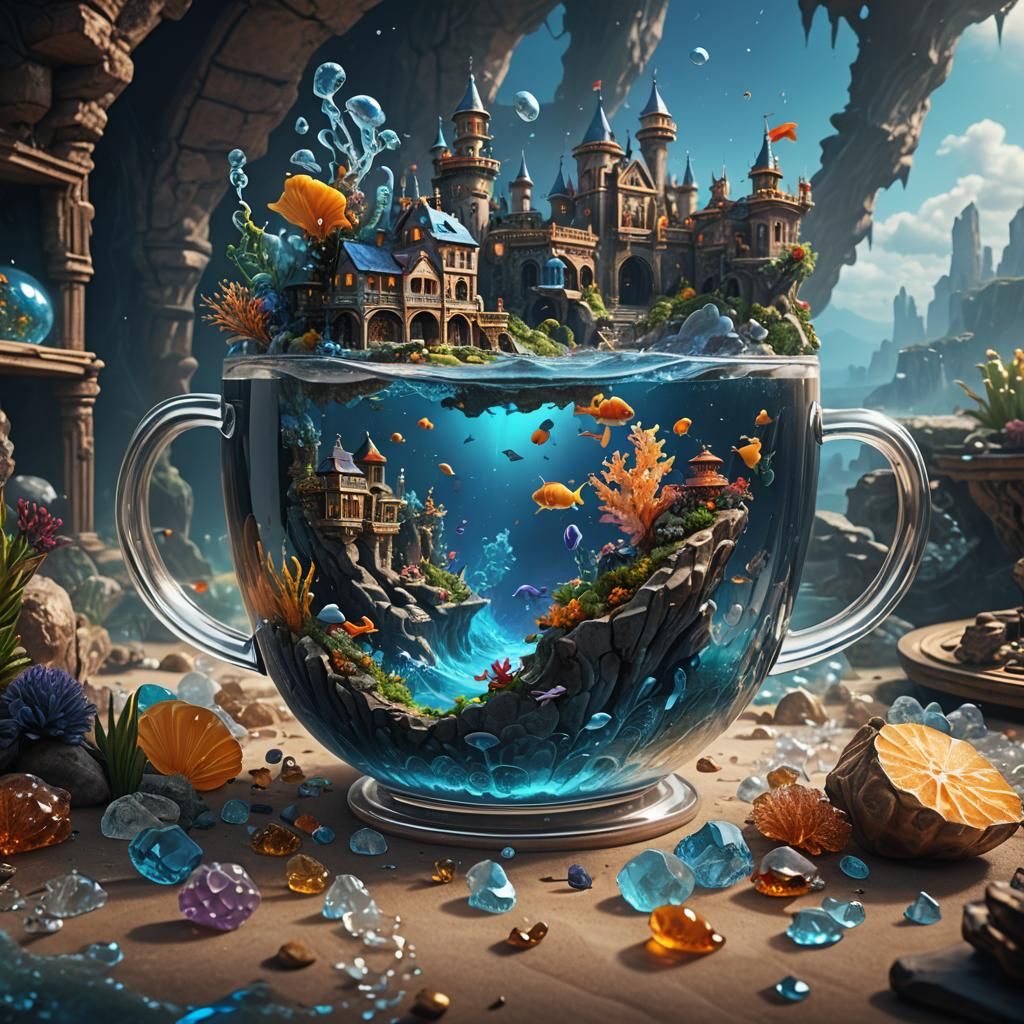 Un mundo marino en una taza de cristal.