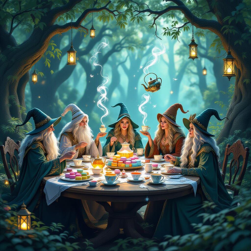 Magical Forest Tea Party in Epic Fantasy Style