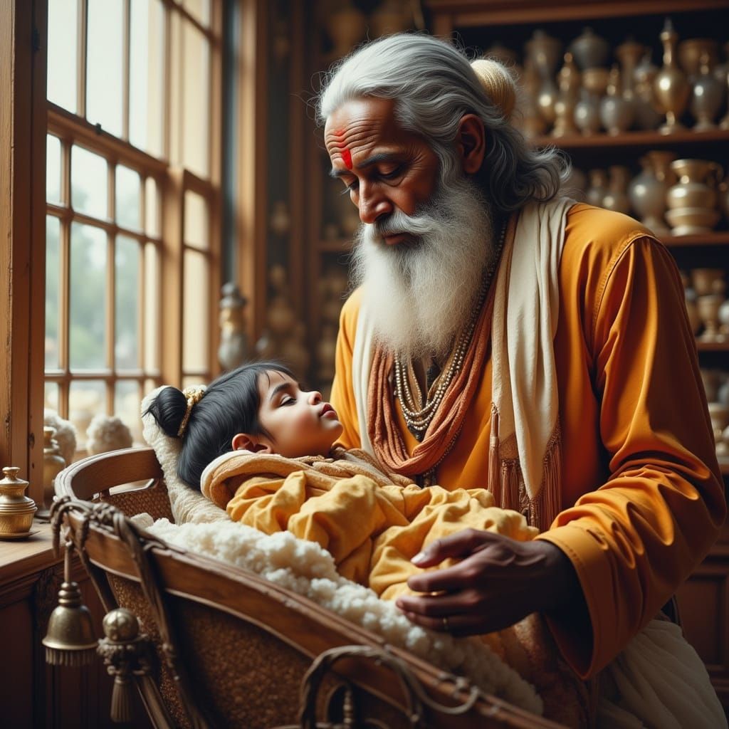 Proud Grandfather Portrait in Hyperrealistic Style