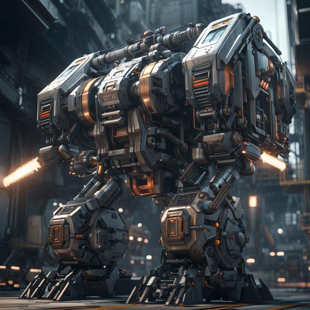 Sci-Fi Mech Ready to Launch Missiles