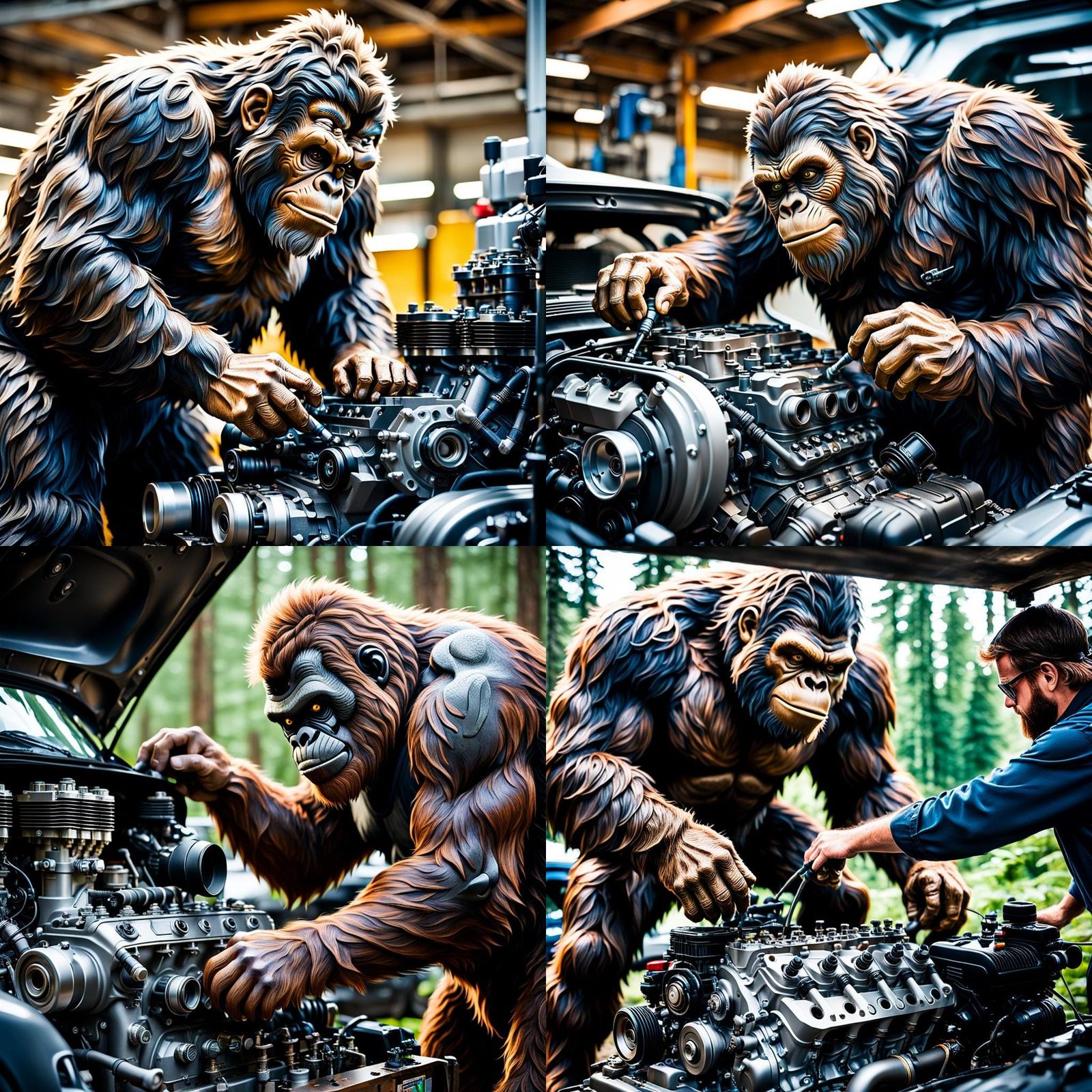 Sasquatch Car Mechanic: Professional Photography