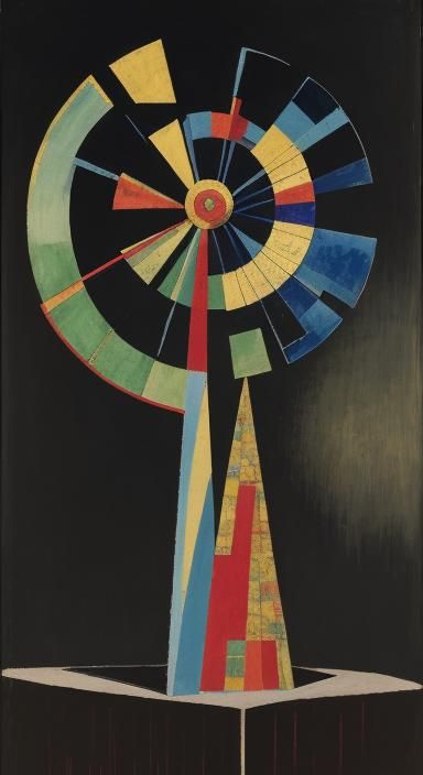 Abstract Man with Red Hat Painting