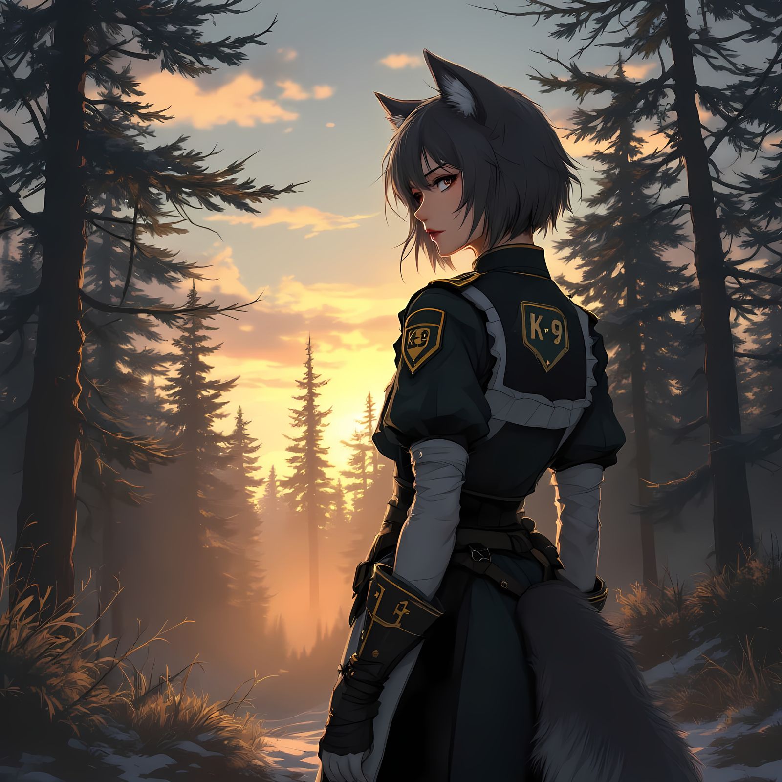 Anime-Inspired Wolf Girl Guards the Forest