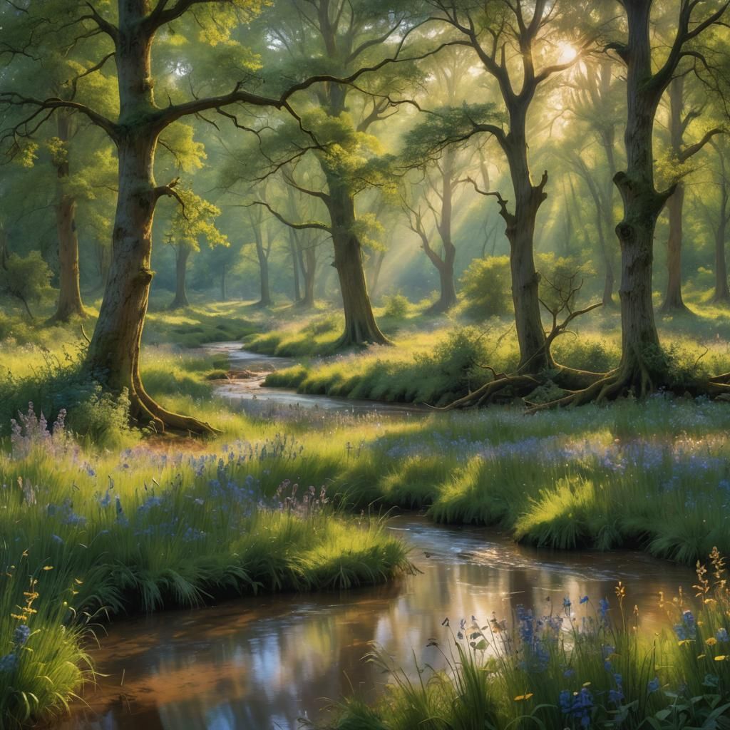 Forest Glade in Dreamlike Impressionistic Style