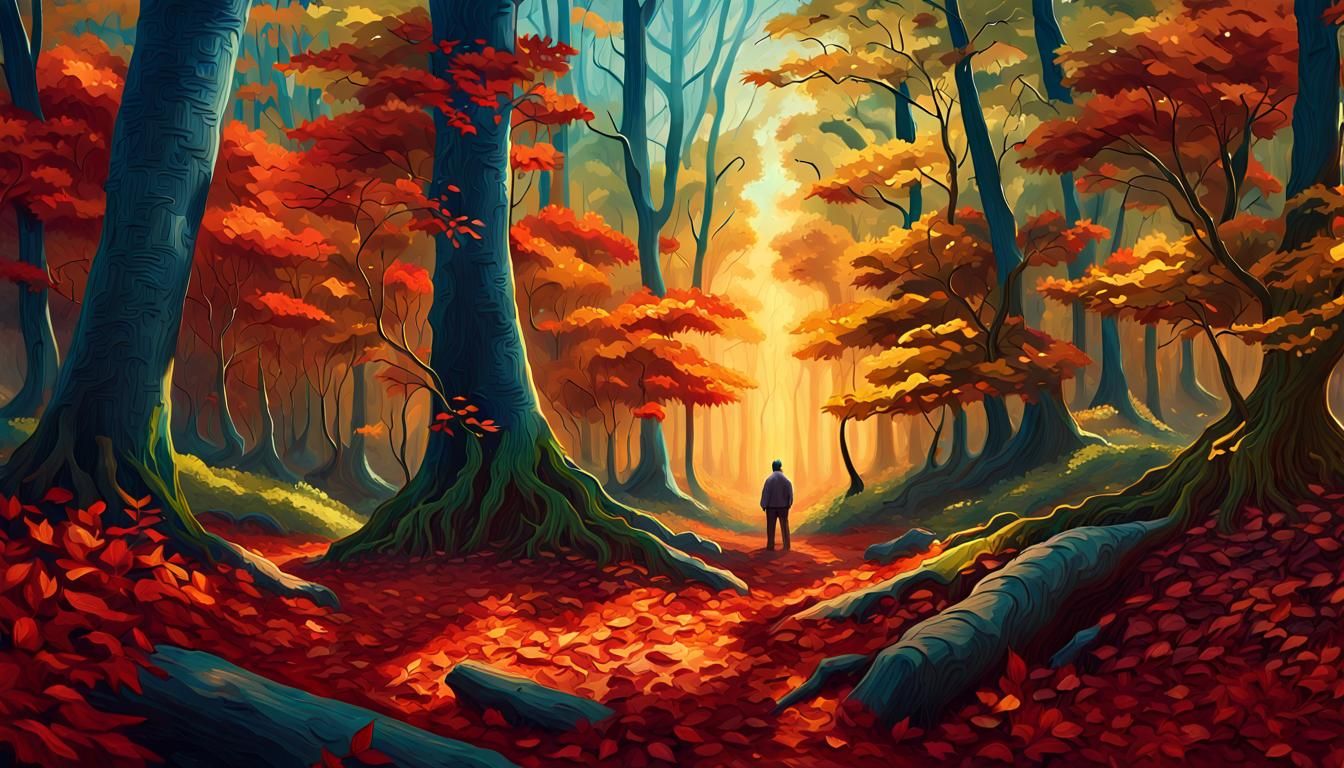 Willy Wonga in Mystical Forest, Vibrant Oil Painting