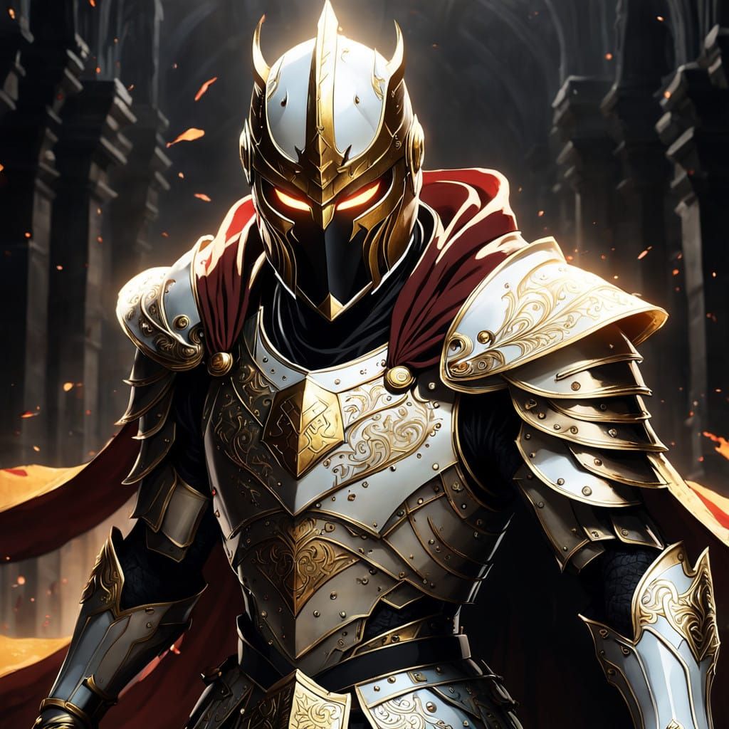 Epic Manga-Style Duel Between Radiant and Ominous Knights