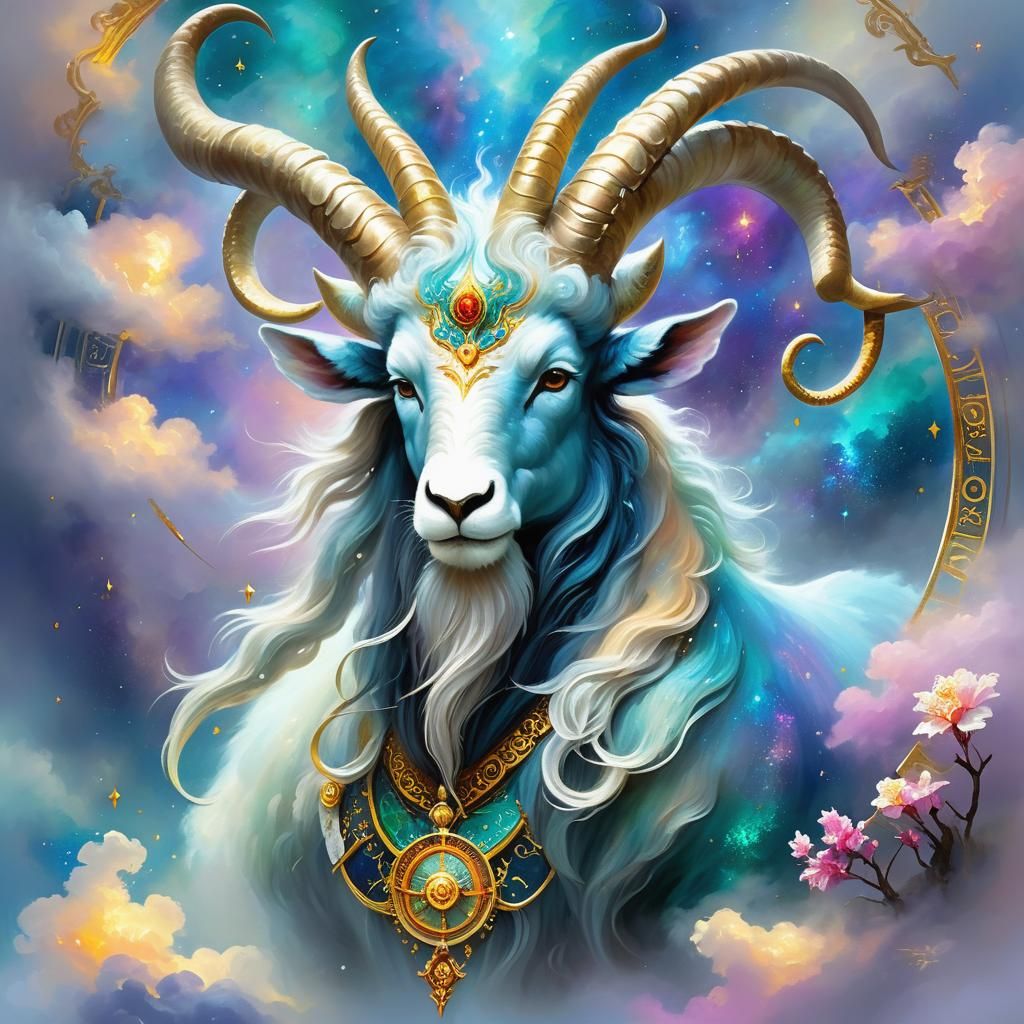 Detailed Capricorn Portrait in Fantasy Neo-Impressionism Sty...