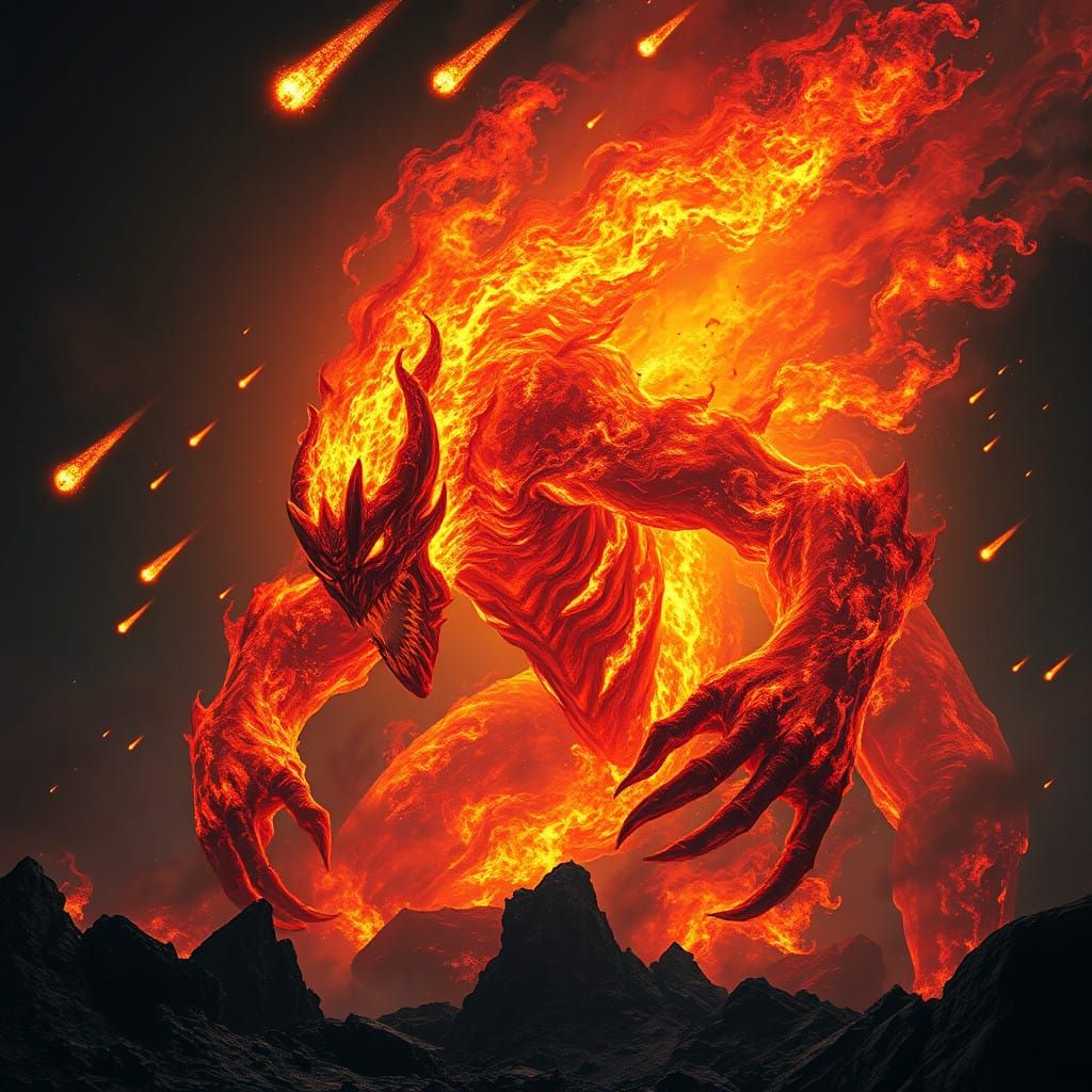 Colossal Infernal Demon in a Burning Apocalypse