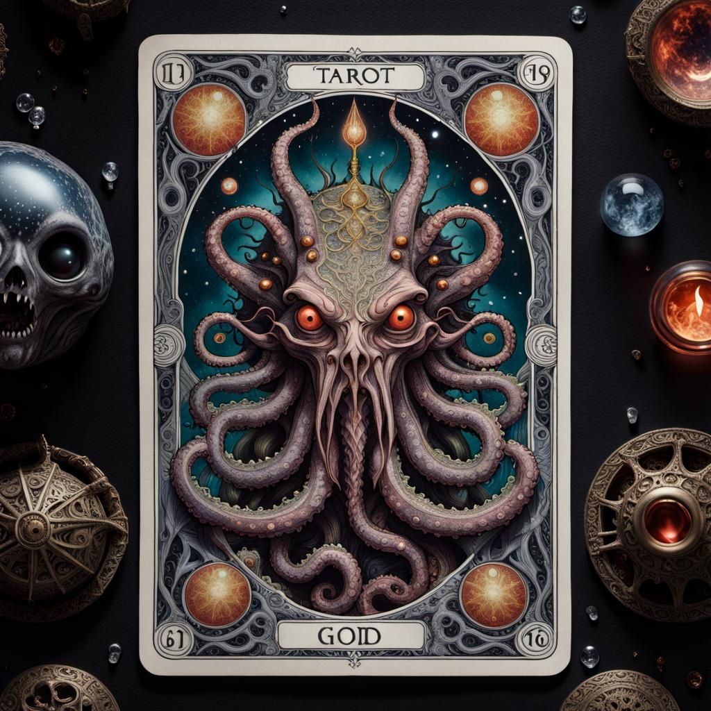 Lovecraftian God Tarot Card: Cosmic Horror Art