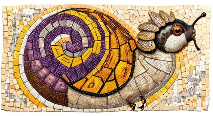 Mosaic Snail with Colorful Paper Collage Shell