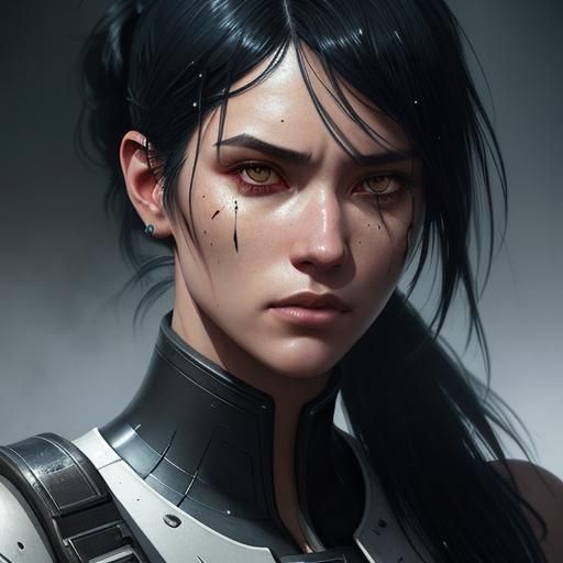 Wounded Girl in Rain: Digital Art Portrait