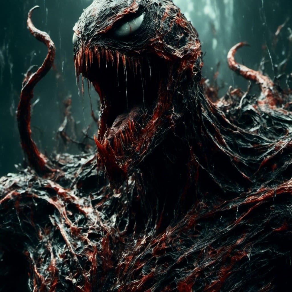Imposing Symbiote Venom in Anime Manga Style