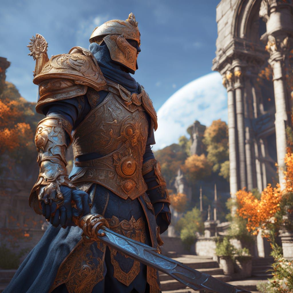 Automaton Warrior with Greatsword in Realistic Fantasy Art