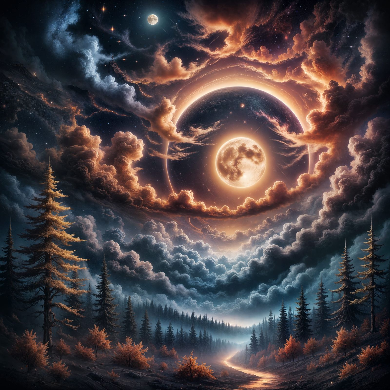 Ominous Night Sky with Dramatic Atmospheric Lighting