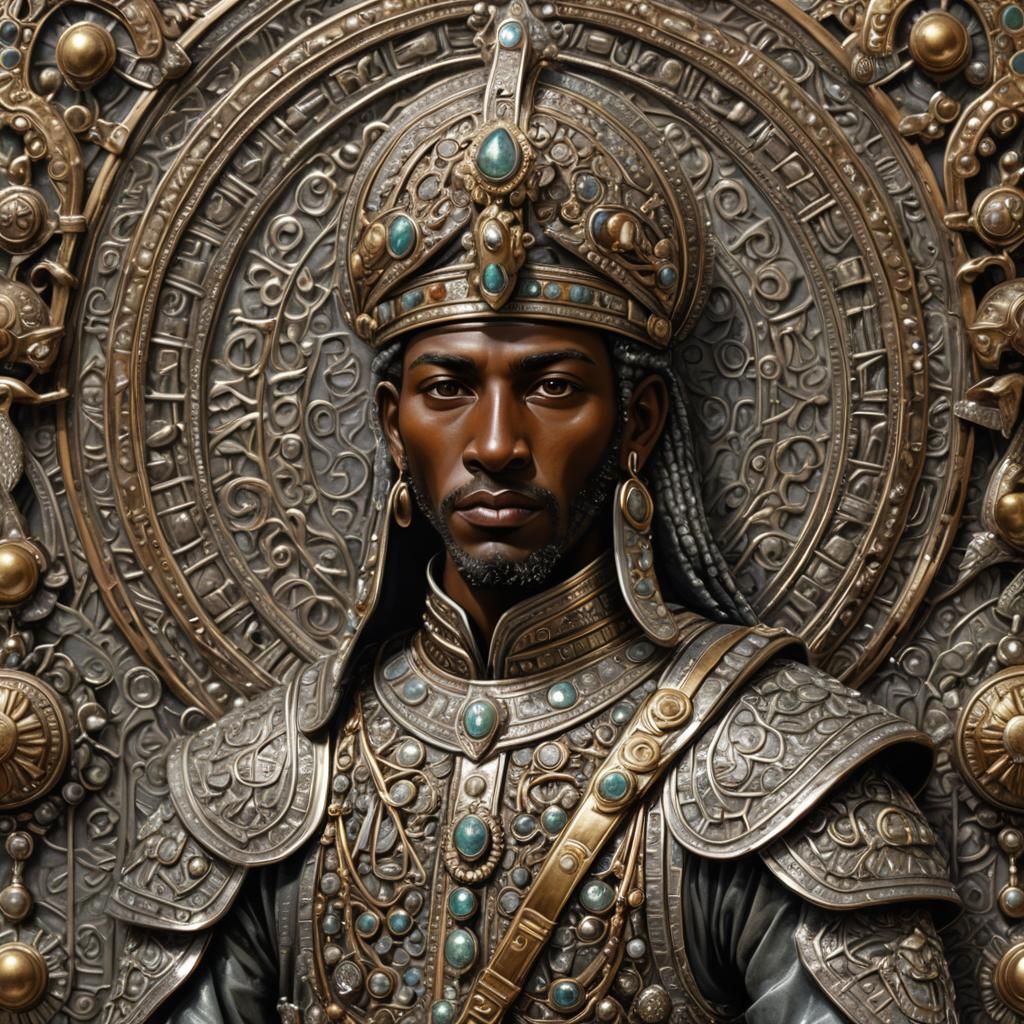 Nubian Palace Guard in Antique Brooch Oriental Style