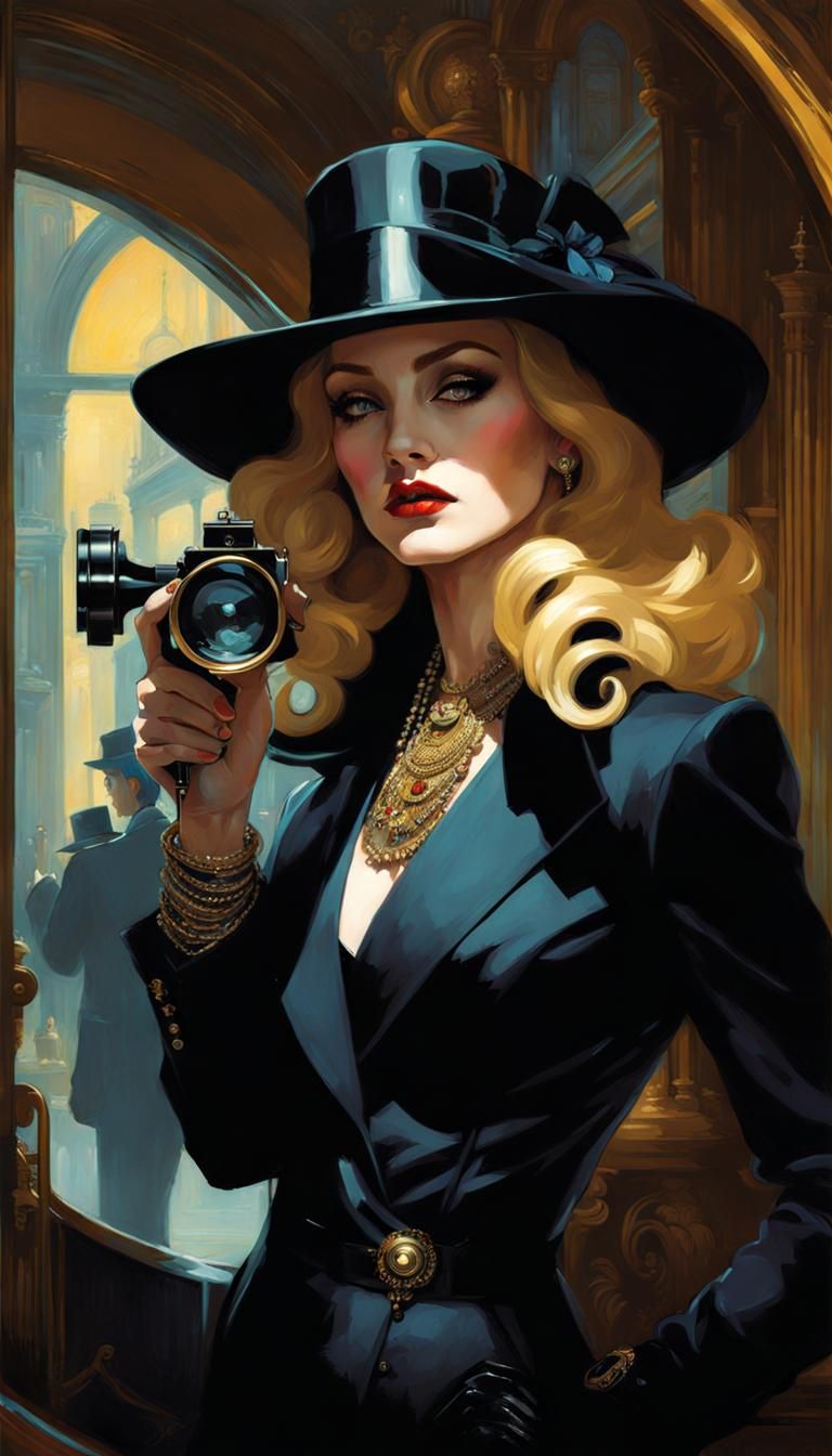 Steampunk Detective in Art Nouveau Illustration