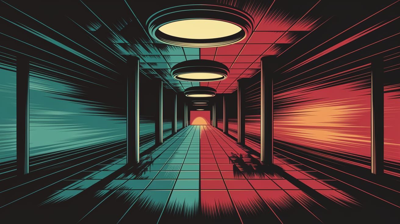 Abstract Underground Night in Sci-Fi Dreamscape