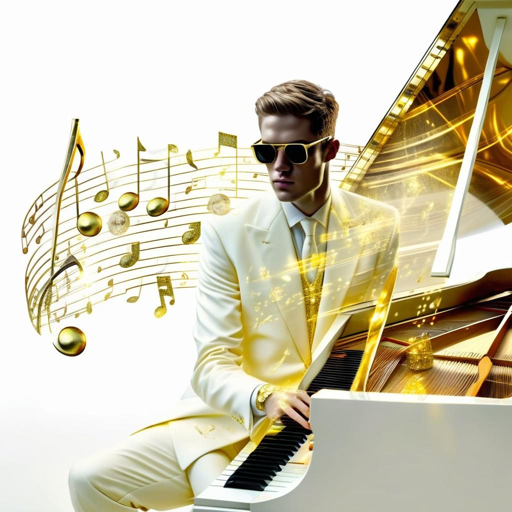 Double Exposure: Piano Music Note