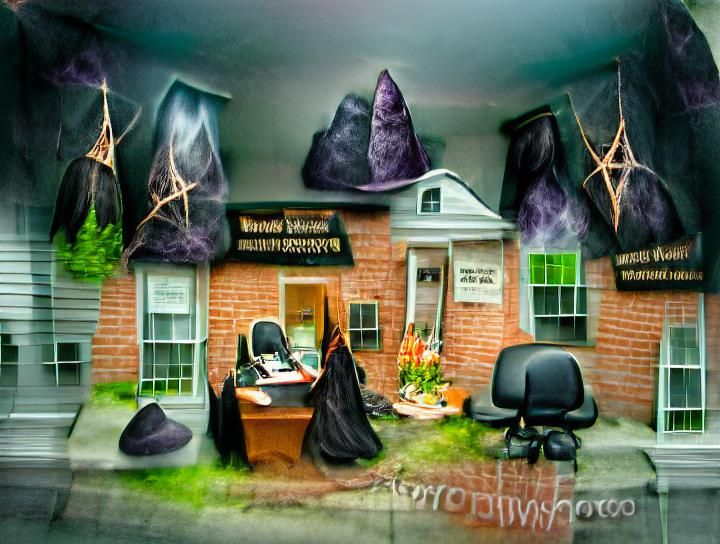 Witch Coven Office in Bangor, Maine: Hyperrealistic Photo