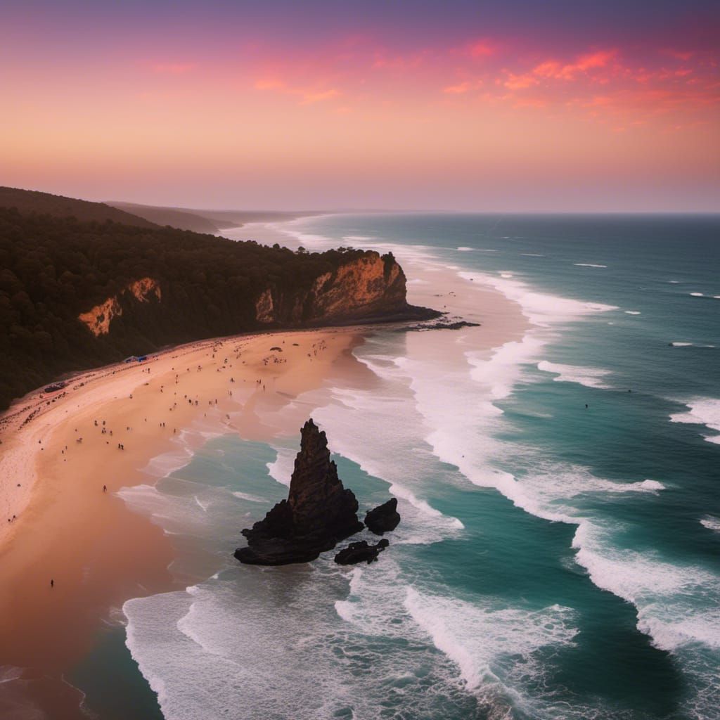 Silhouette on Rainbow Beach: A Vibrant Coastal Scene