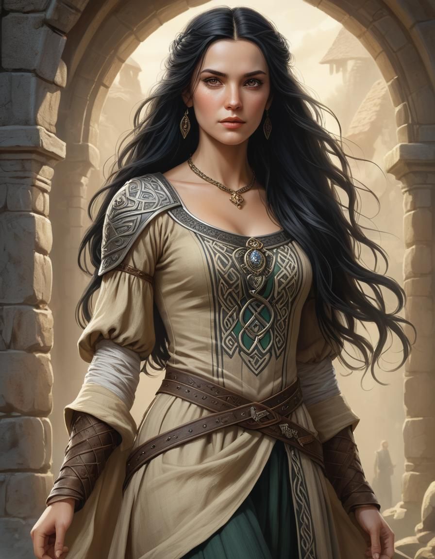 Medieval Celtic Woman in Dark Fantasy Portrait