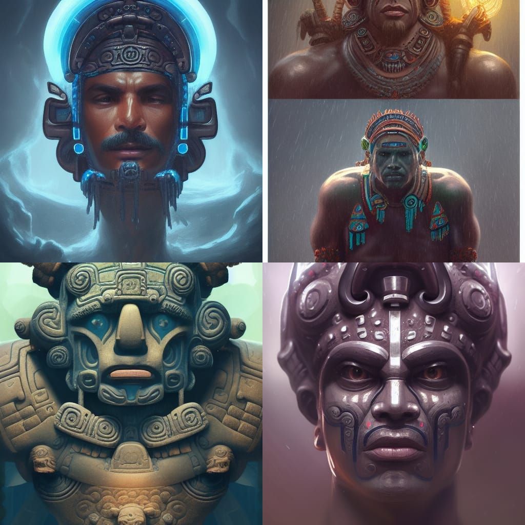 Mayan Rain God Tlaloc: Hyperdetailed Portrait