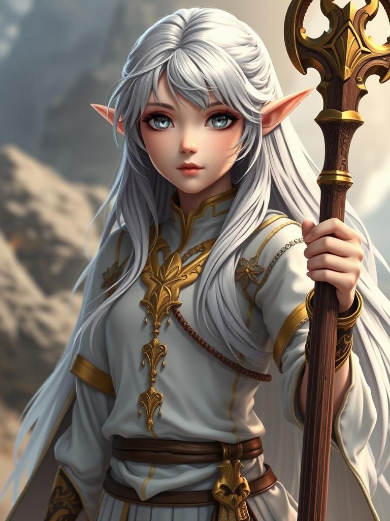 Young Elf Girl in Dungeons and Dragons Art Style
