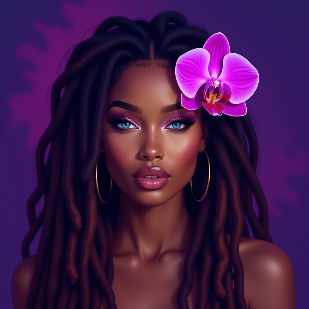 Hyperrealistic Portrait of African American Woman with Blue ...