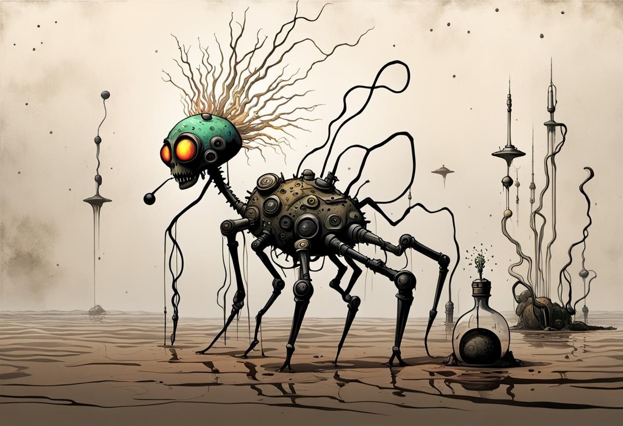 Alien Mud Creatures in Retrofuturistic Biopunk Style