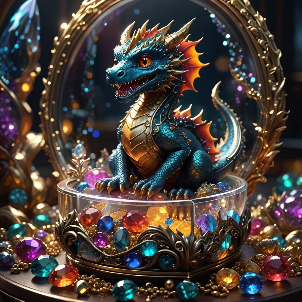Miniature Dragon in Jewelry Box: Fantasy Concept Art
